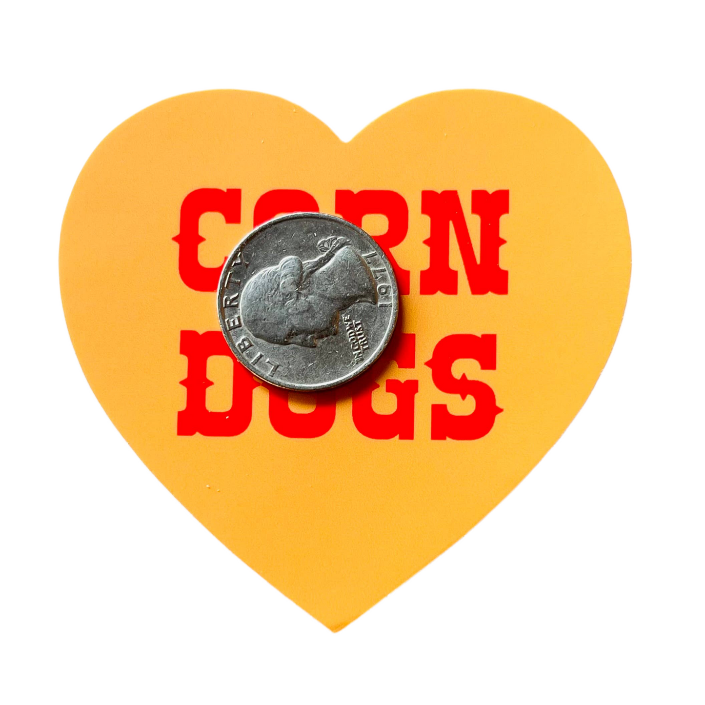 corn dogs heart vinyl sticker