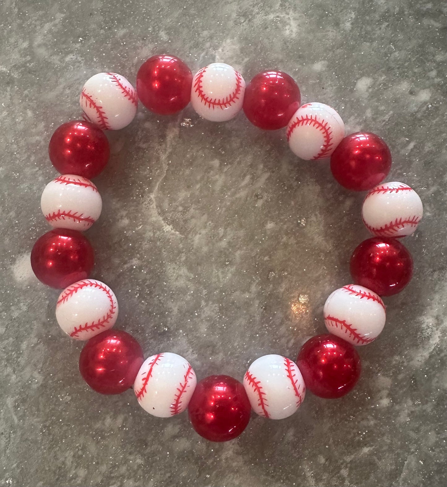 stretchy pearly baseball bracelet