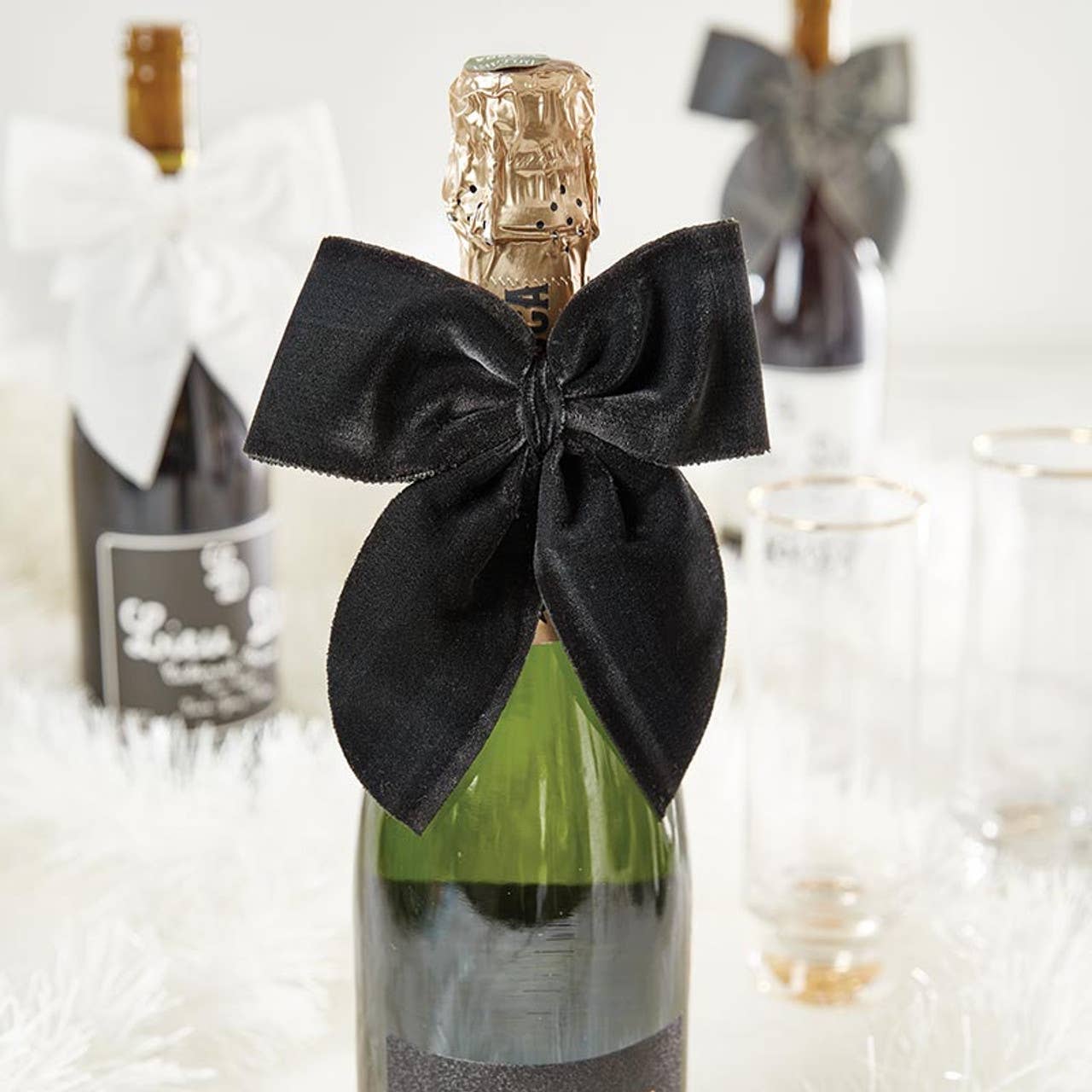 black velvet bottle bow