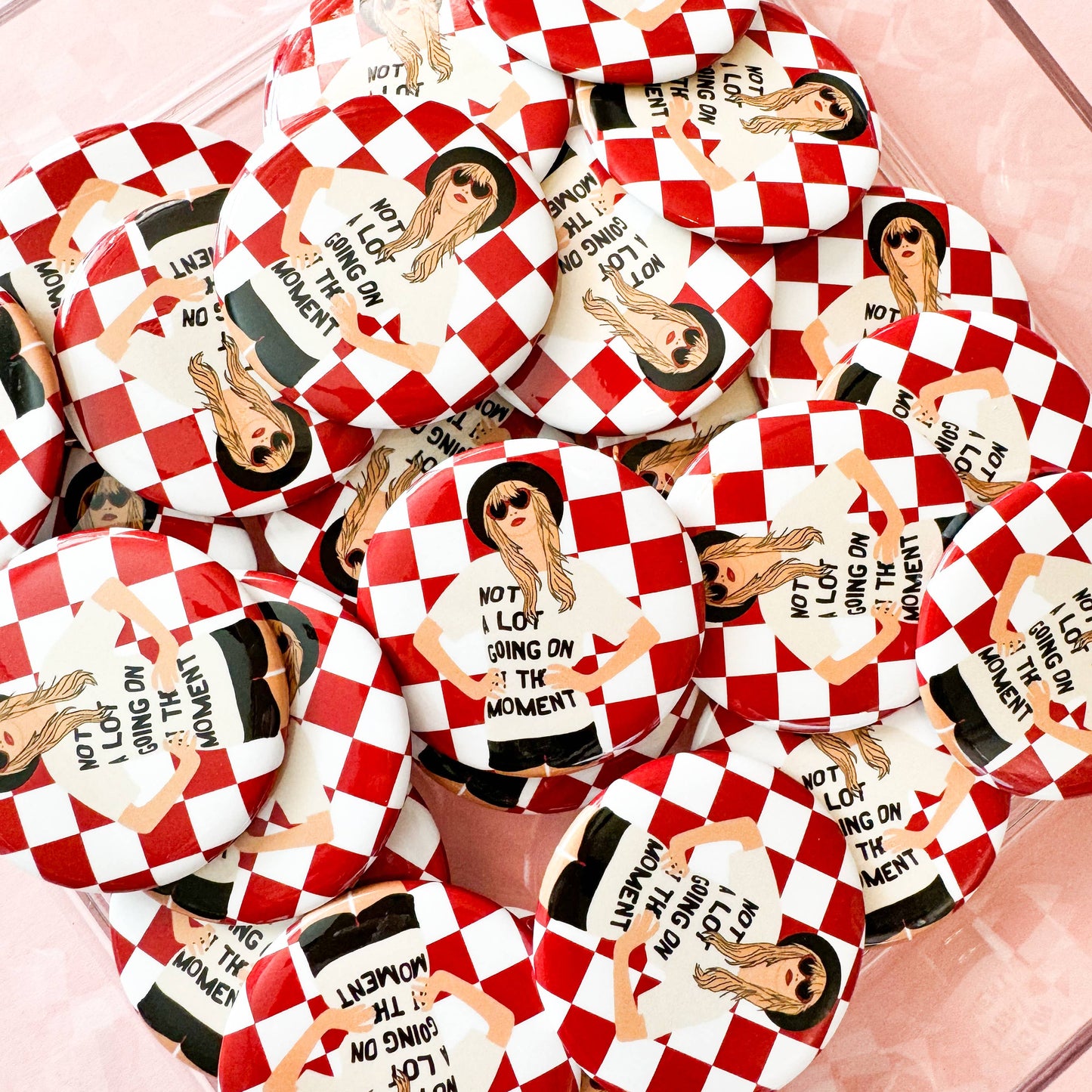 red checkered taylor button