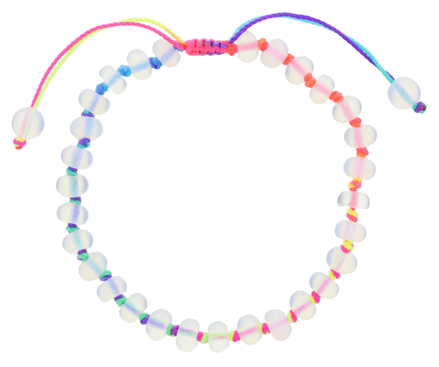 KIDS rainbow knotted thread & opalite adjustable beaded bracelet