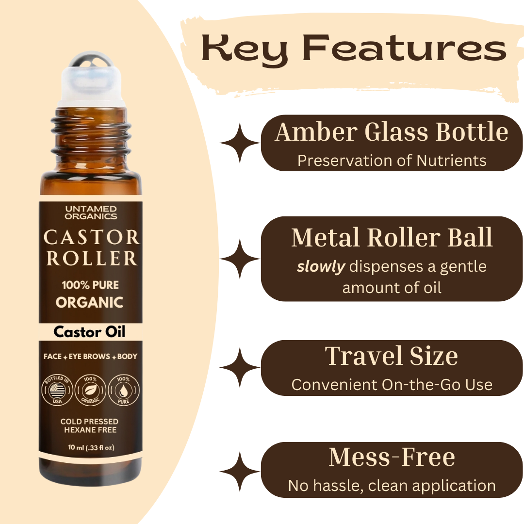 Organic Cold Pressed Castor Oil Roller | 10 mL Glass Bottle