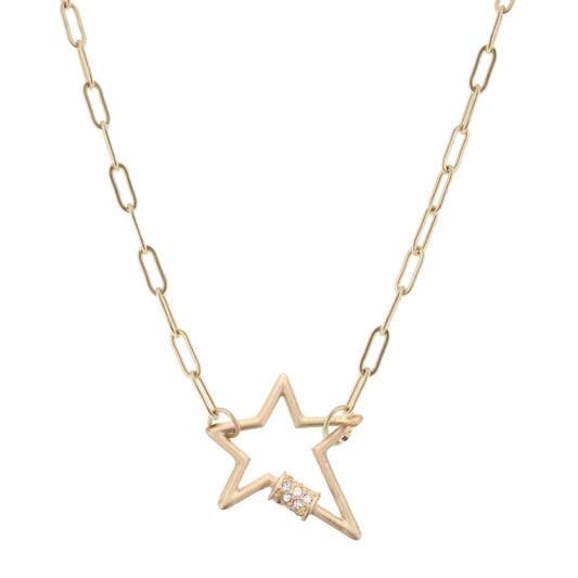 matte gold star carabiner necklace