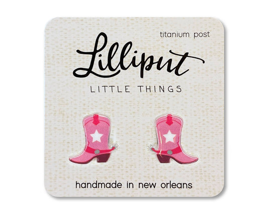 Pink Cowgirl Boot Earrings // Pink Western Earrings