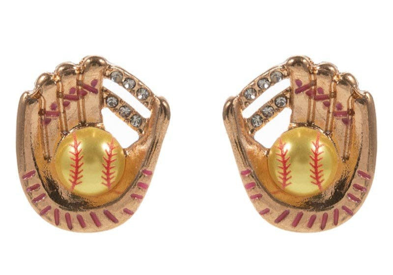 softball glove pearl earrings