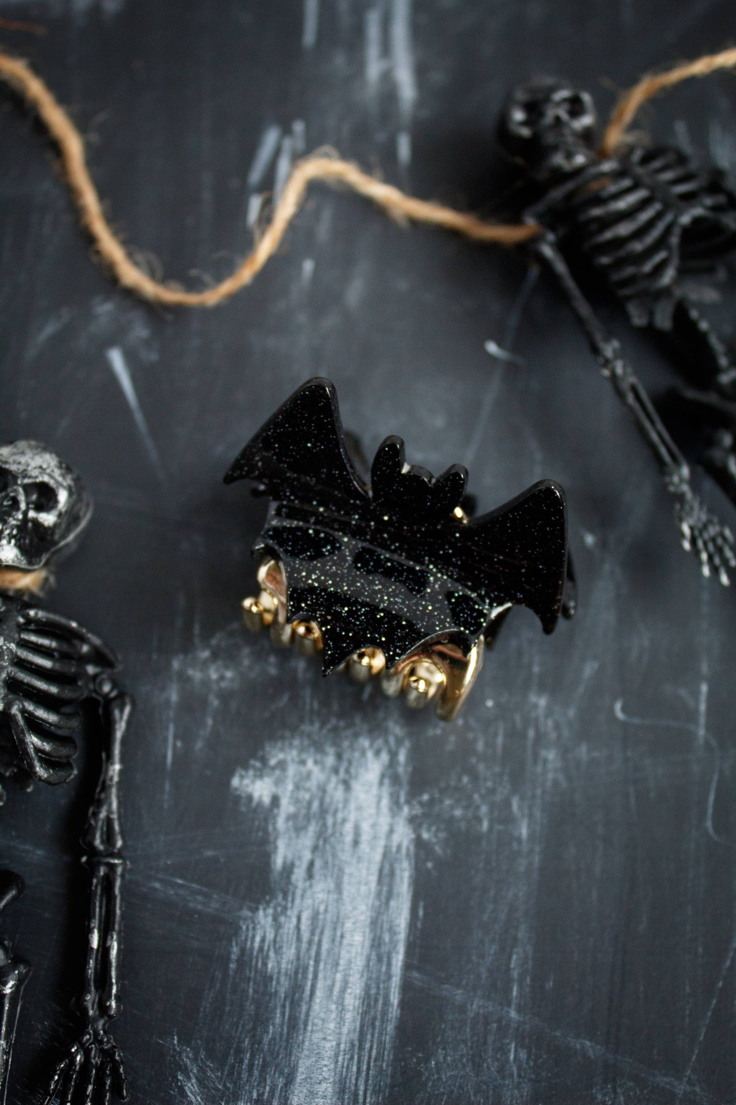 sparkle bat bow claw clip
