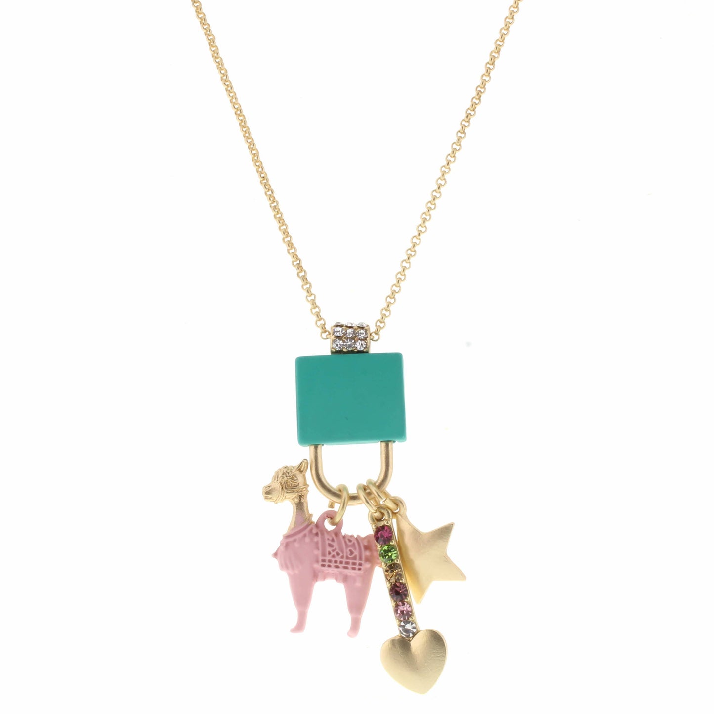 KIDS teal llama charm necklace
