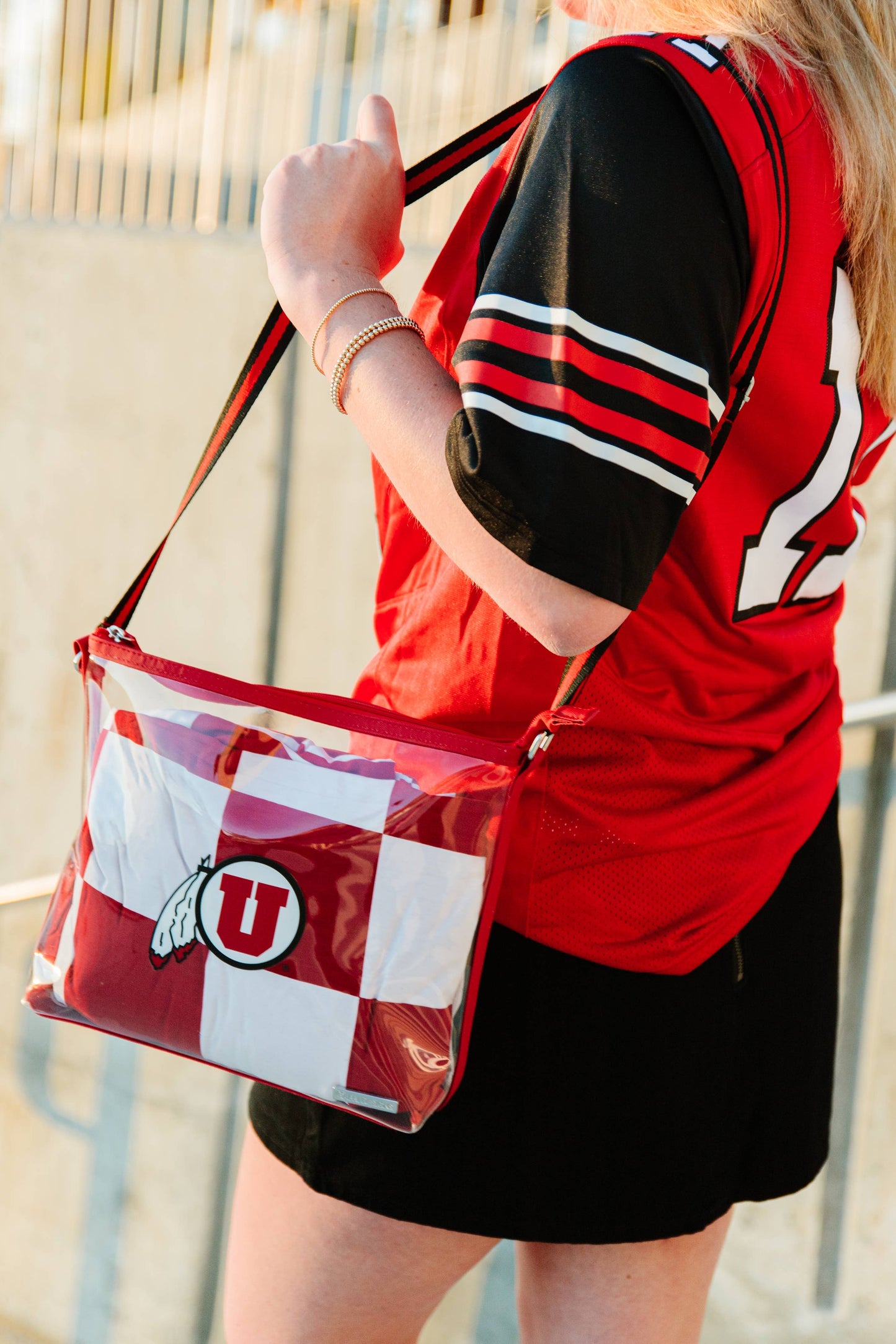 red/white adult swaddle sports blanket