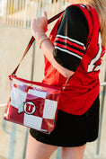 Load image into Gallery viewer, red/white adult swaddle sports blanket