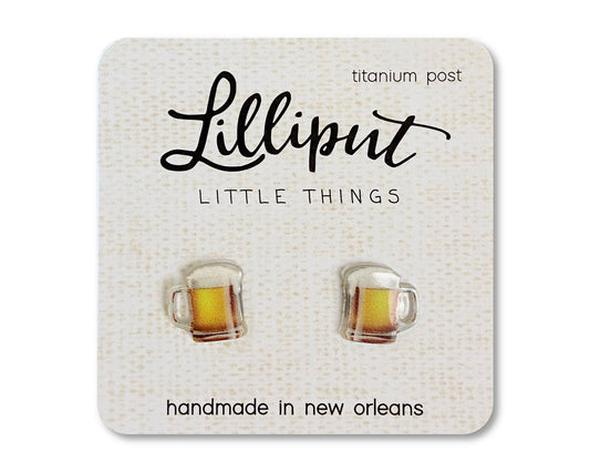 beer mug stud earrings