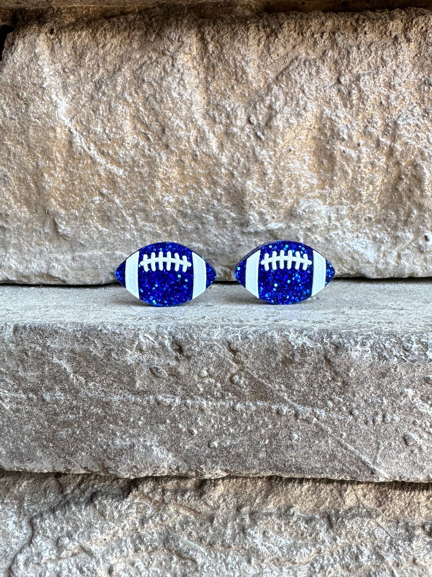 football glitter acrylic stud earrings