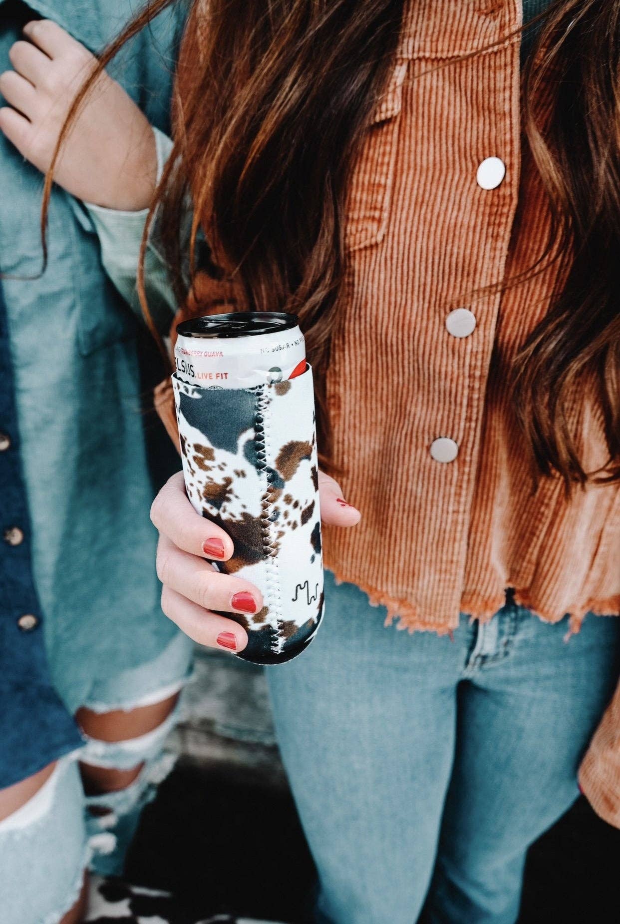 cowhide print tall koozie