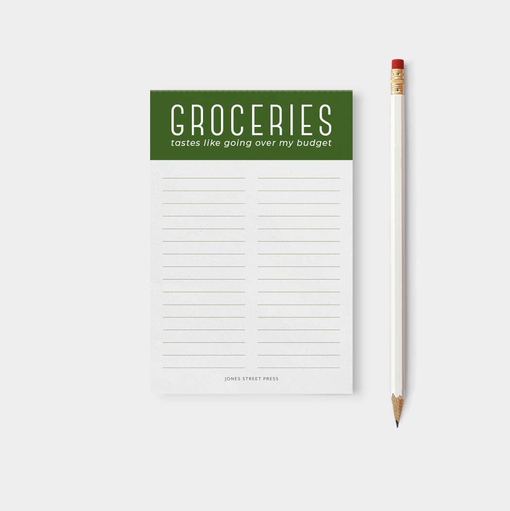 groceries over budget notepad