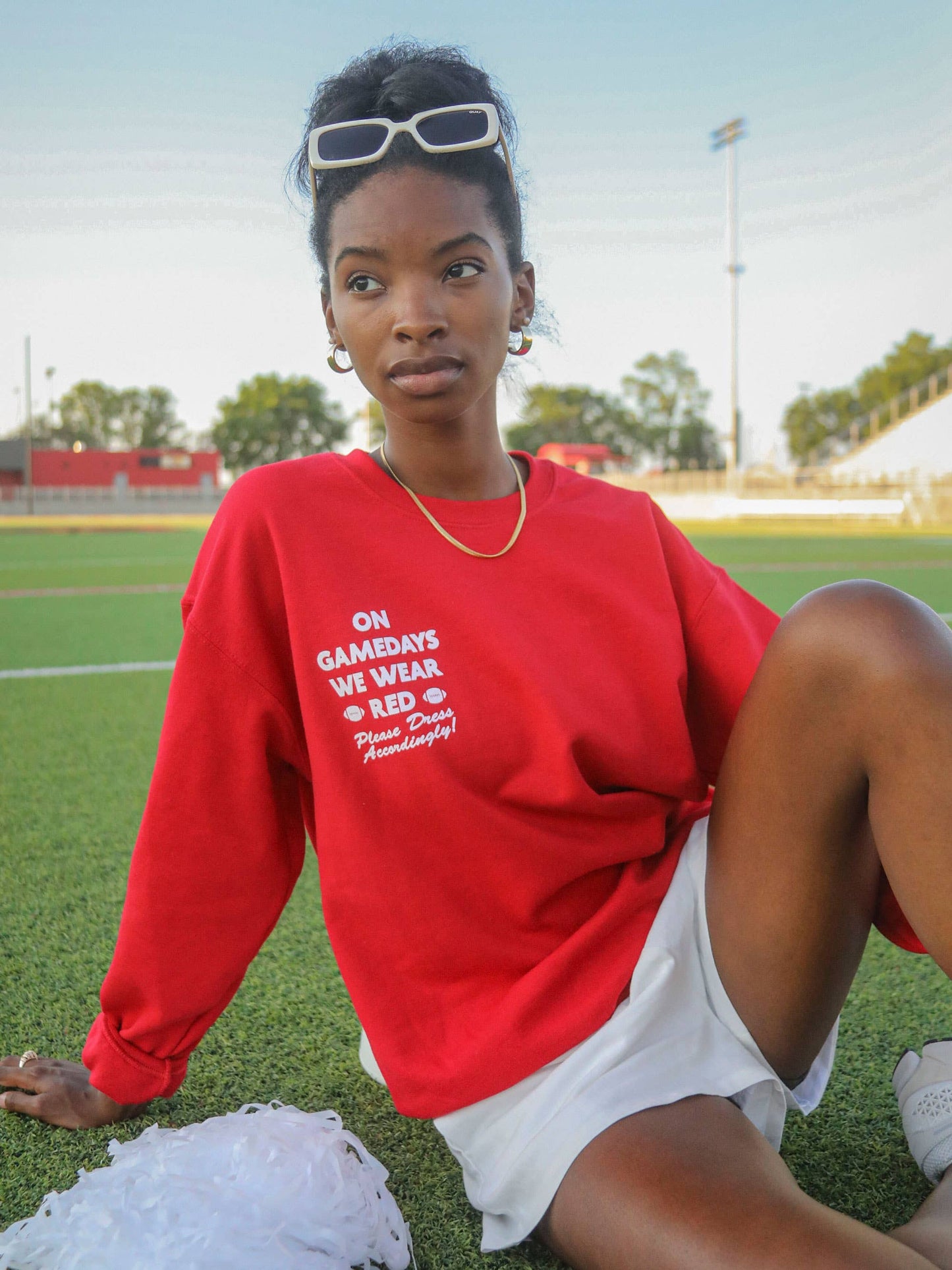 on gamedays we read red crewneck