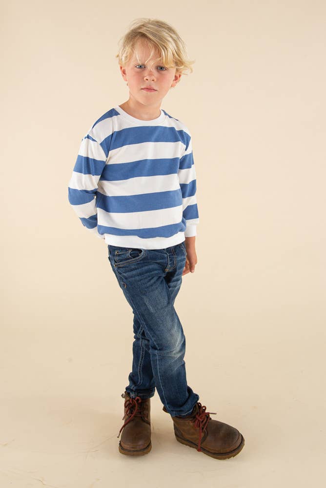 blue and white striped cotton KIDS sweatshirt