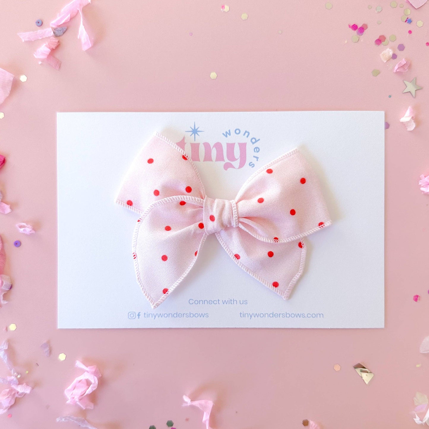 light pink red dot bow
