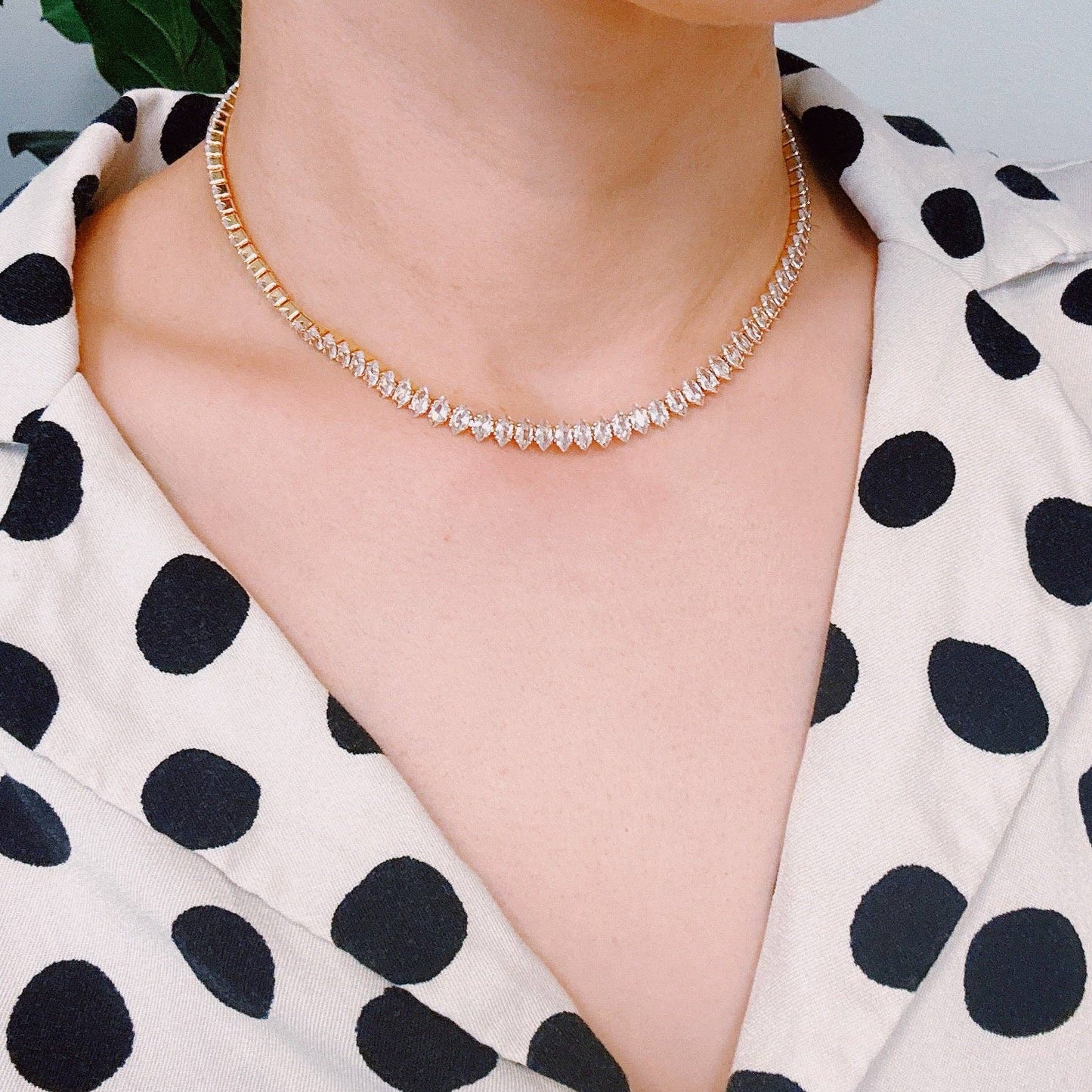 marquise cut sparkle tennis necklace