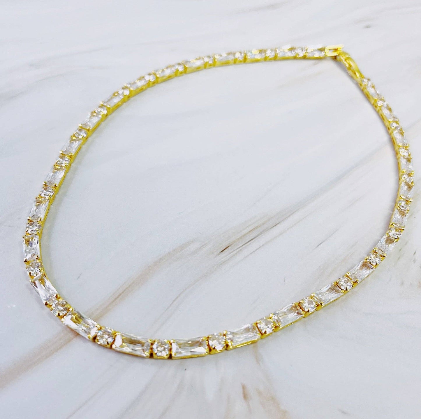 mixed shape sparkle tennis necklace