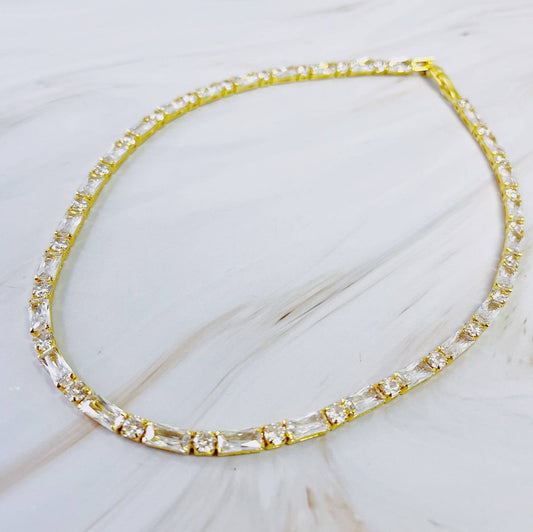 mixed shape sparkle tennis necklace