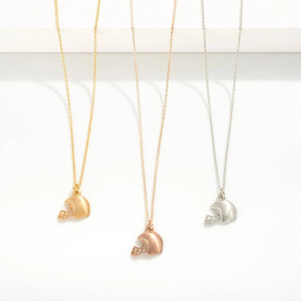 Rose Gold Football Helmet Necklace