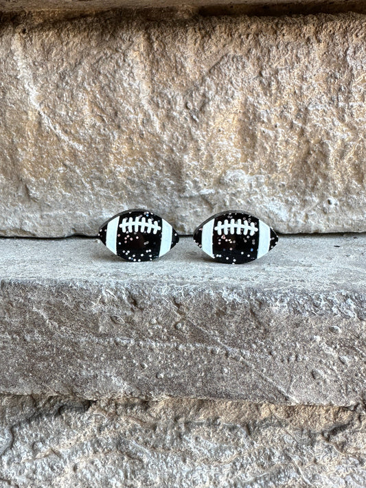 football glitter acrylic stud earrings