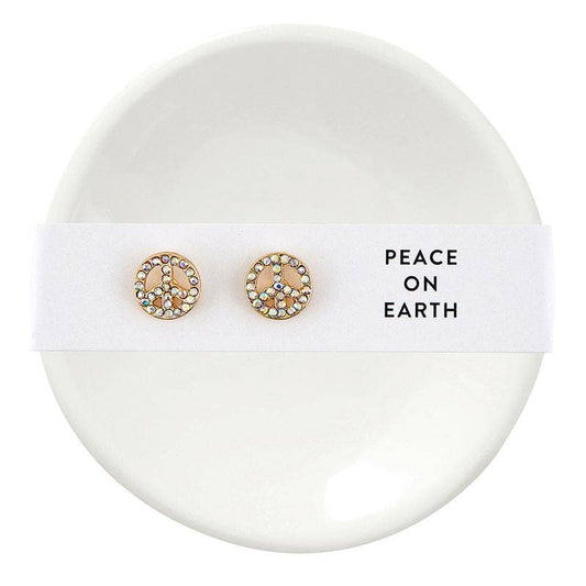 peace stud earrings & ceramic dish