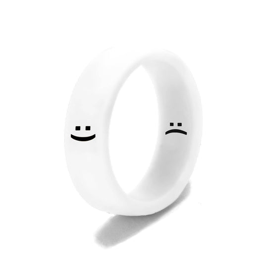 Flip Reversible Smile and Frown Ring - White