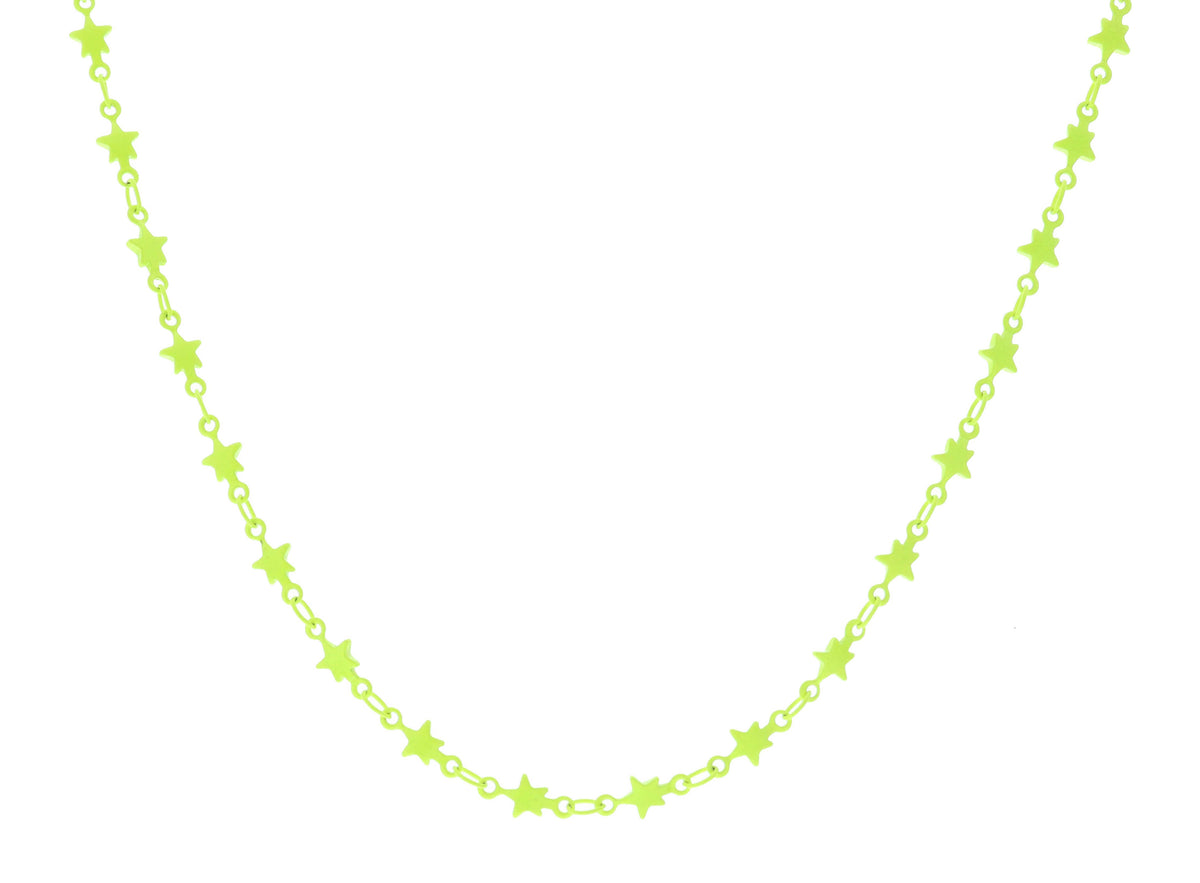 KIDS neon yellow metal stars necklace