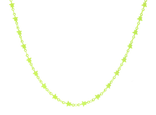 KIDS neon yellow metal stars necklace