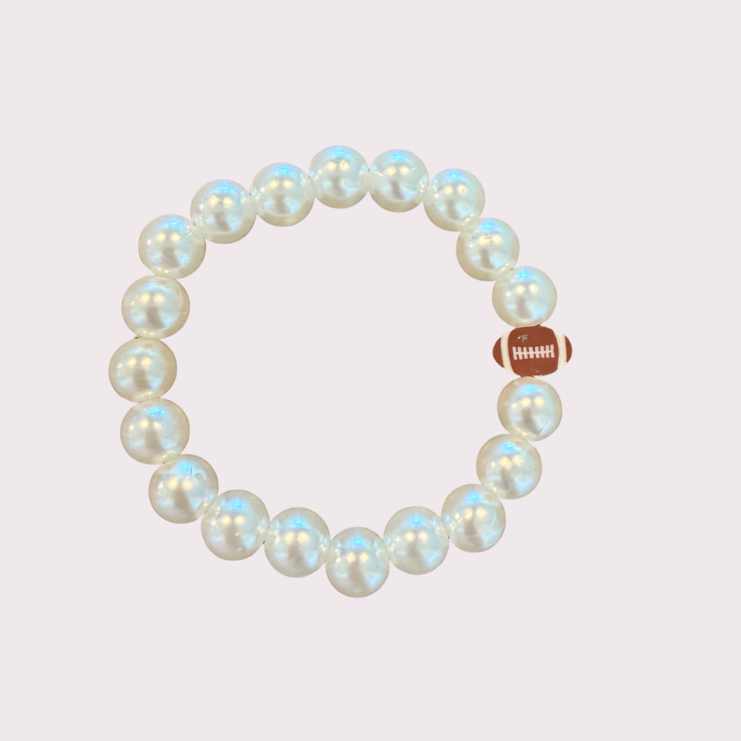 FOOTBALL pearly stretchy bracelet - STACK & RALLY by Florence and Jean