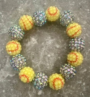 Big Bead Stretchy Softball Bracelet