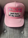 Load image into Gallery viewer, just here for the snacks YOUTH trucker
