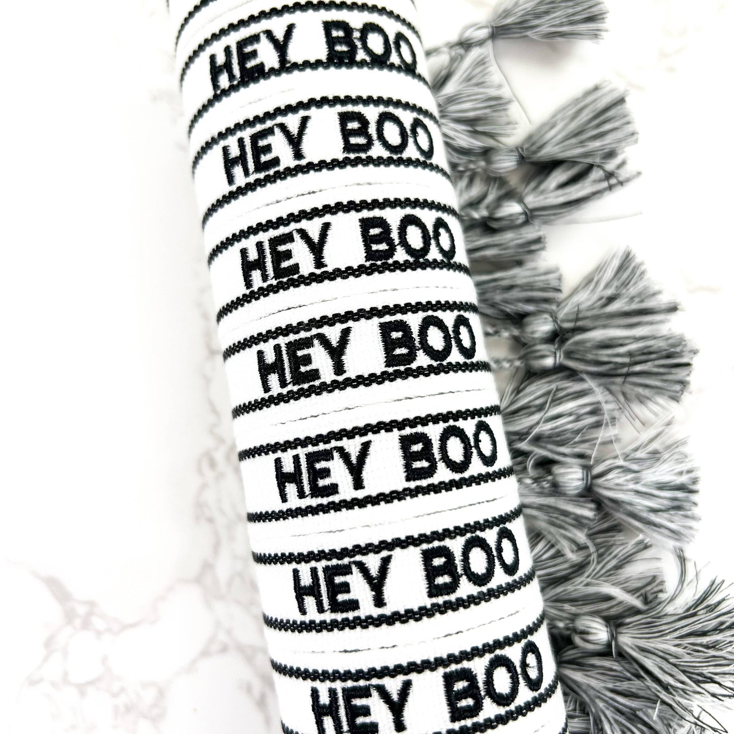 Hey Boo Halloween Embroidered Woven Bracelet