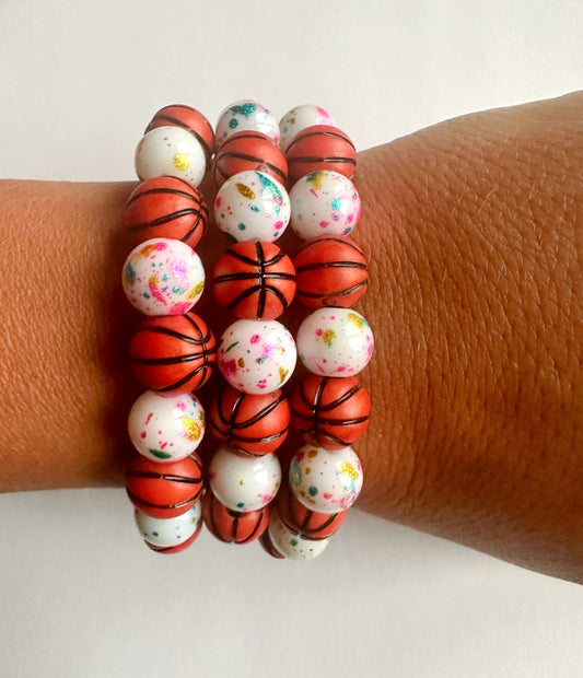 Confetti Basketball Stretchy Bracelet
