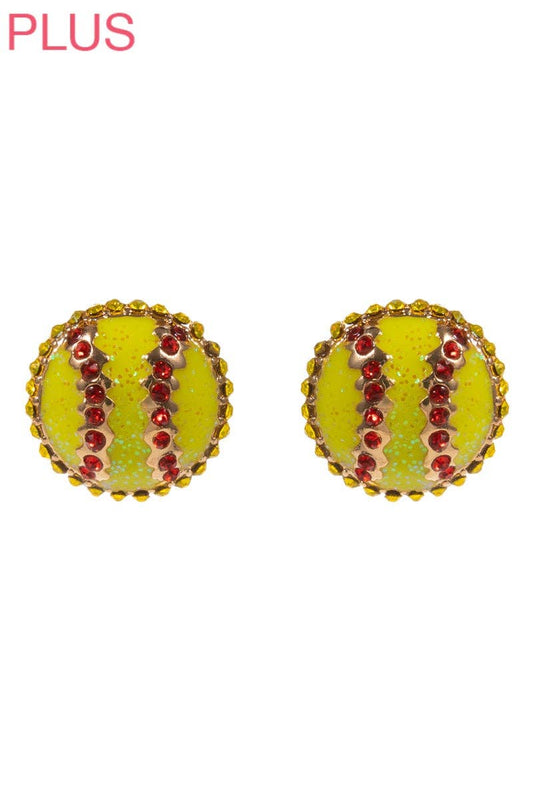 Softball Rhinestone Earrings