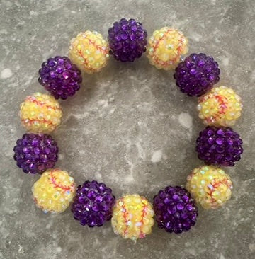 Big Bead Stretchy Softball Bracelet