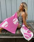 Load image into Gallery viewer, hot pink baseball cozy blanket
