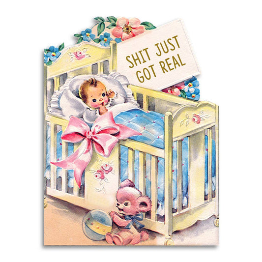 shit just got real baby shower card