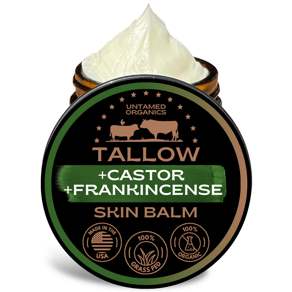 Tallow, Castor, & Frankincense Skin Balm | 2 oz Glass Jar