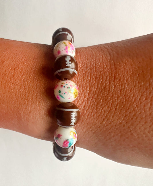 confetti football stretchy bracelet
