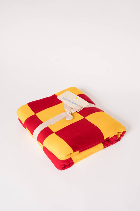 red/gold adult swaddle sports blanket