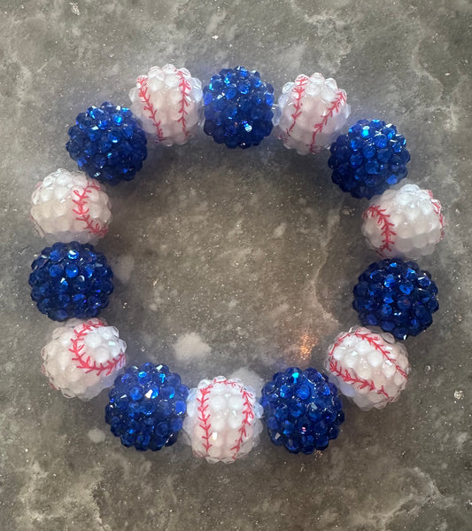 Big Bead Stretchy Baseball Bracelet