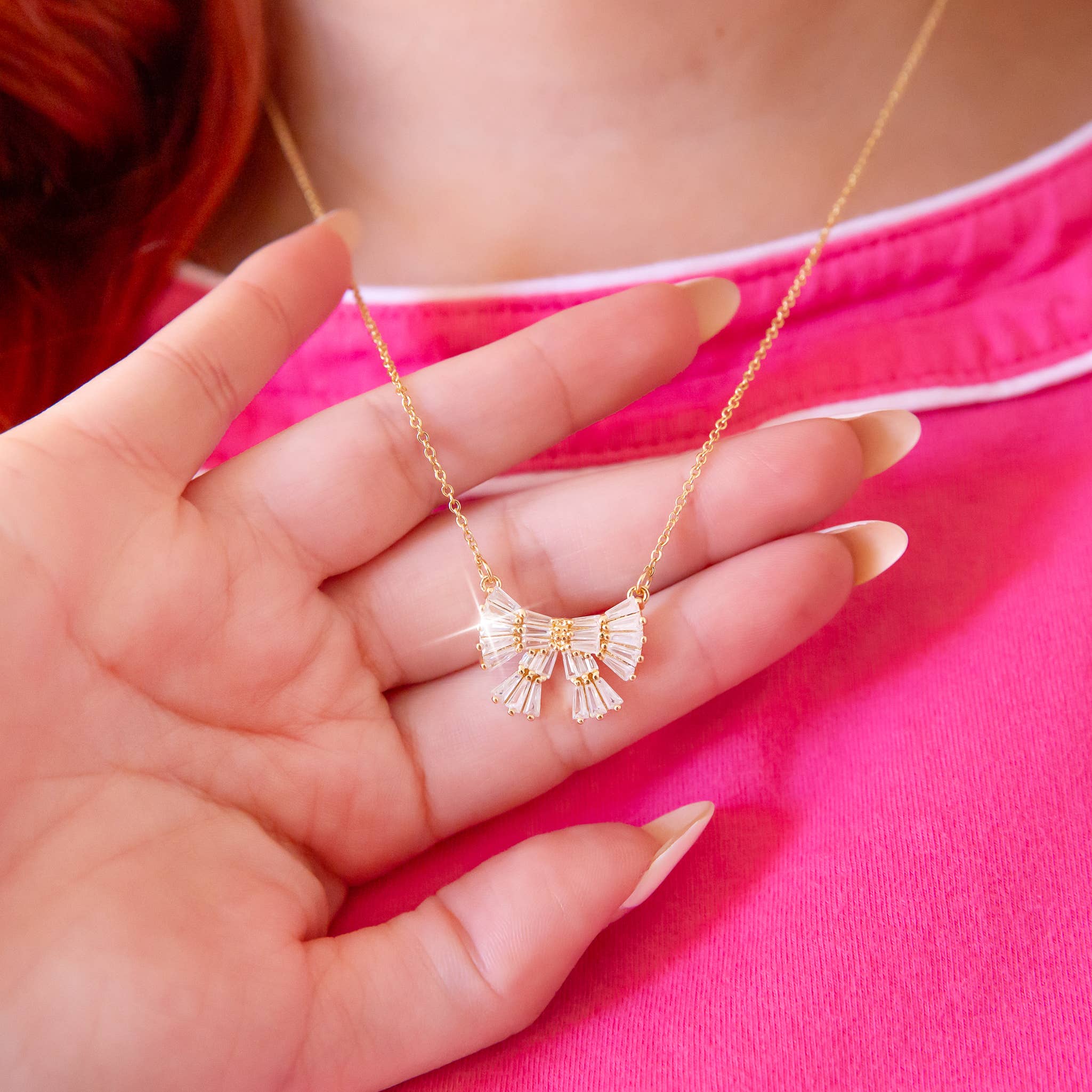 sparkle bow necklace