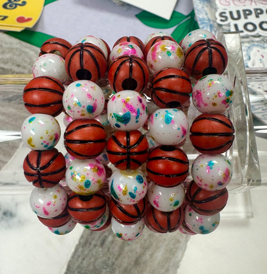Confetti Stretchy Basketball Bracelets