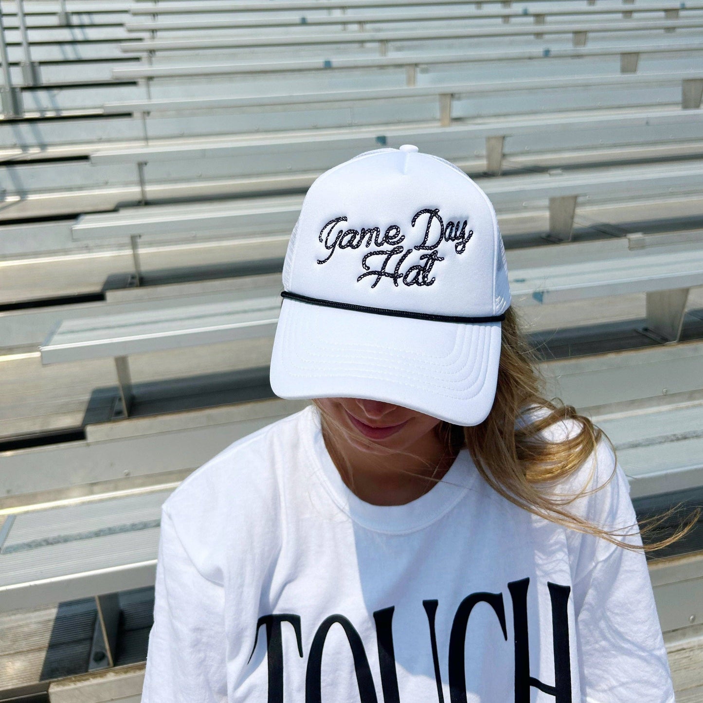 game day embroidered trucker