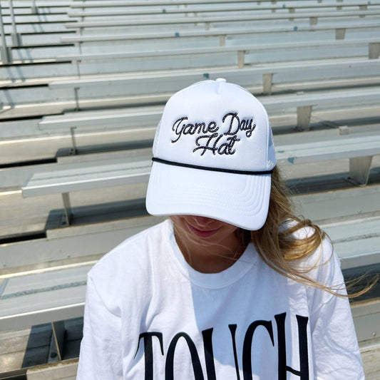 game day embroidered trucker