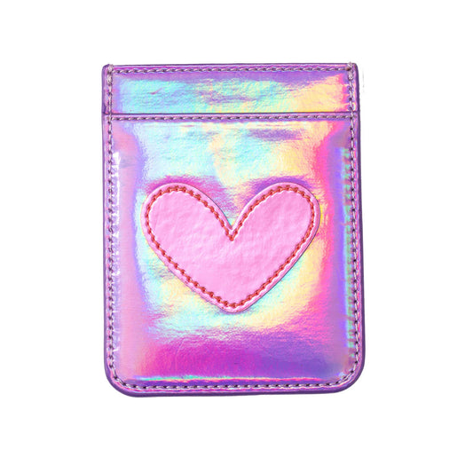 iridescent heart phone wallet