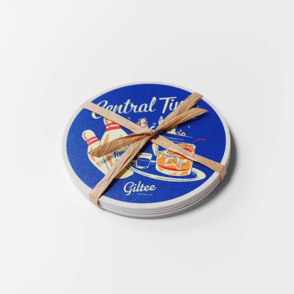 central time bowling souvenir coasters (4 pack)