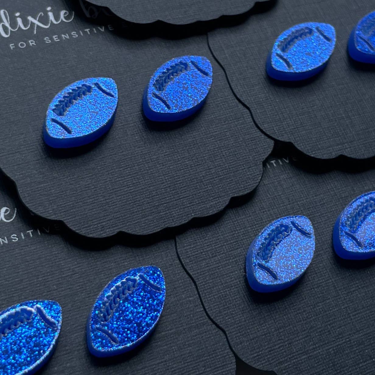 royal blue football earrings