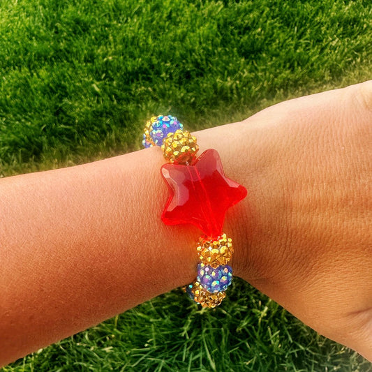 gold/blue sparkle patriotic bracelet